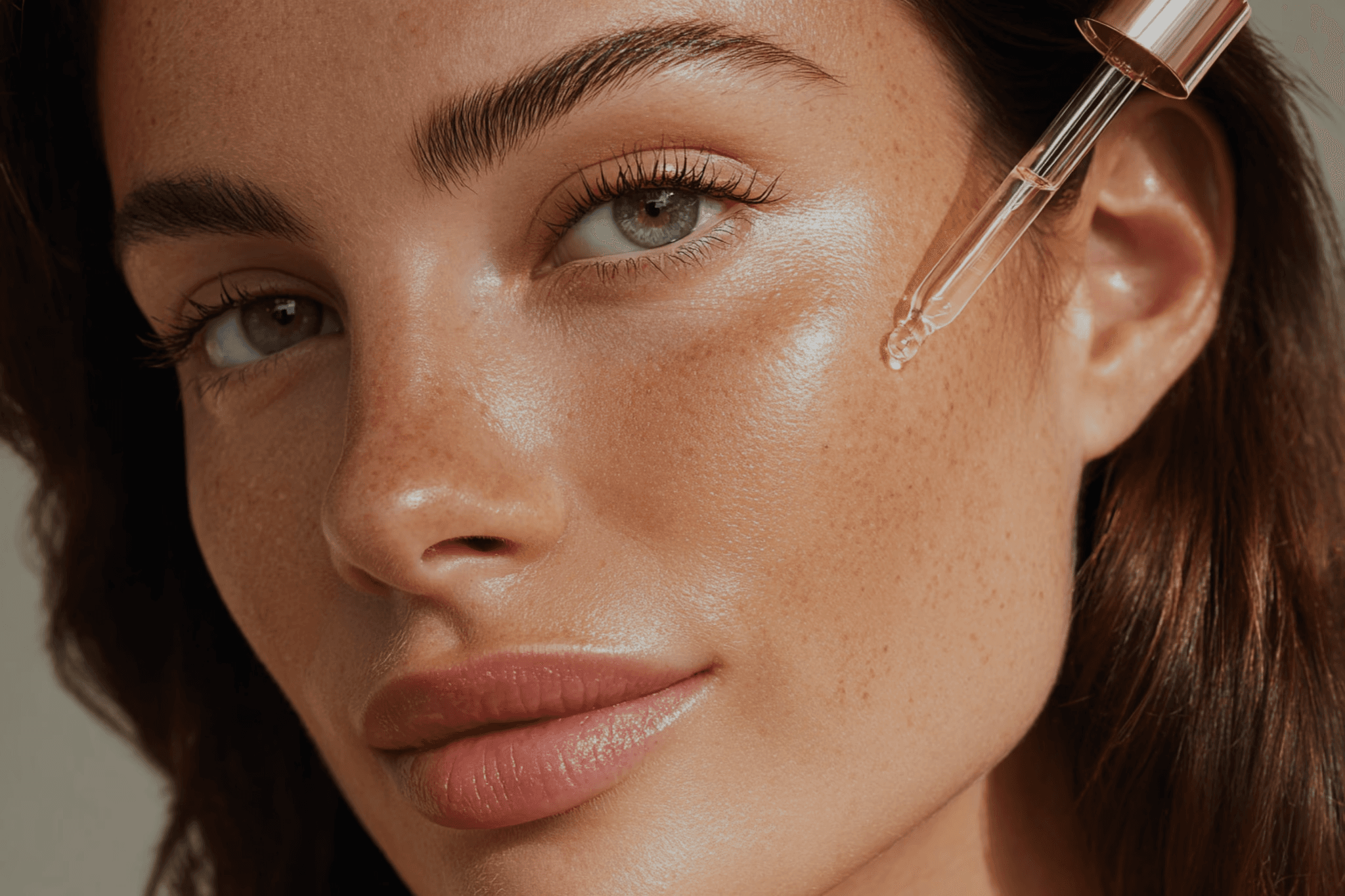 Model with radiant, naturally healthy skin