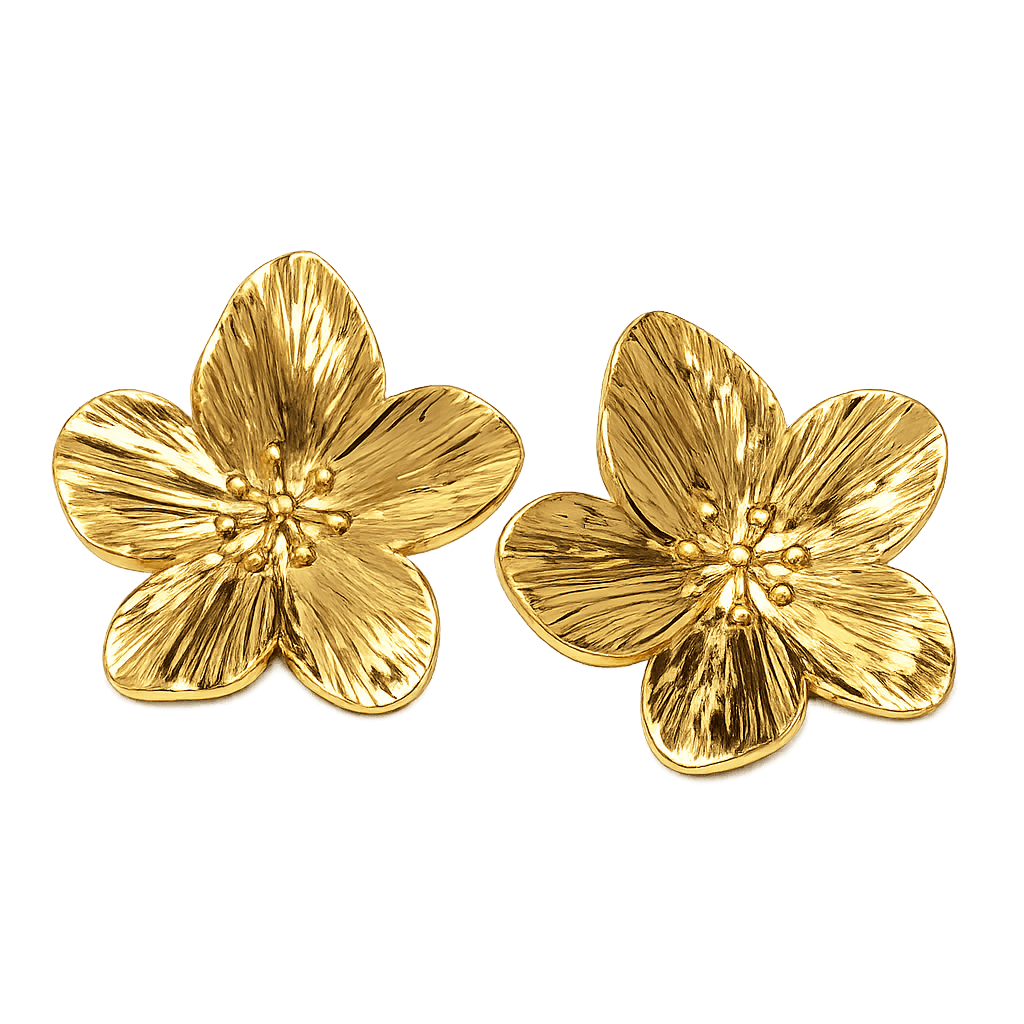 Gold Flower Stud Earrings
